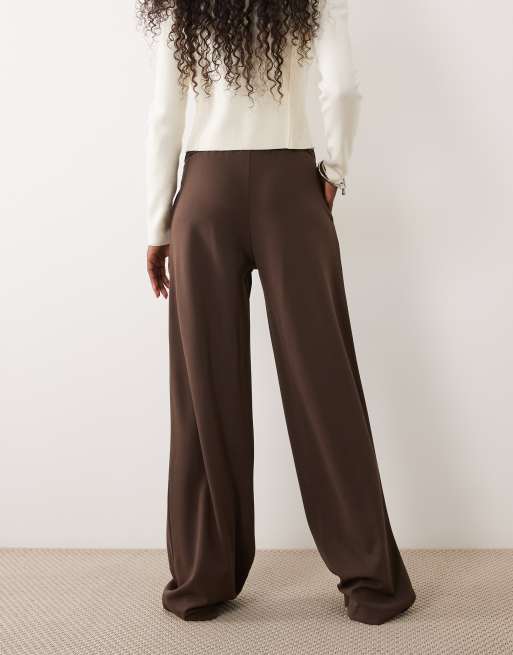 JDY Tall button detailing wide leg pants in chocolate brown | ASOS
