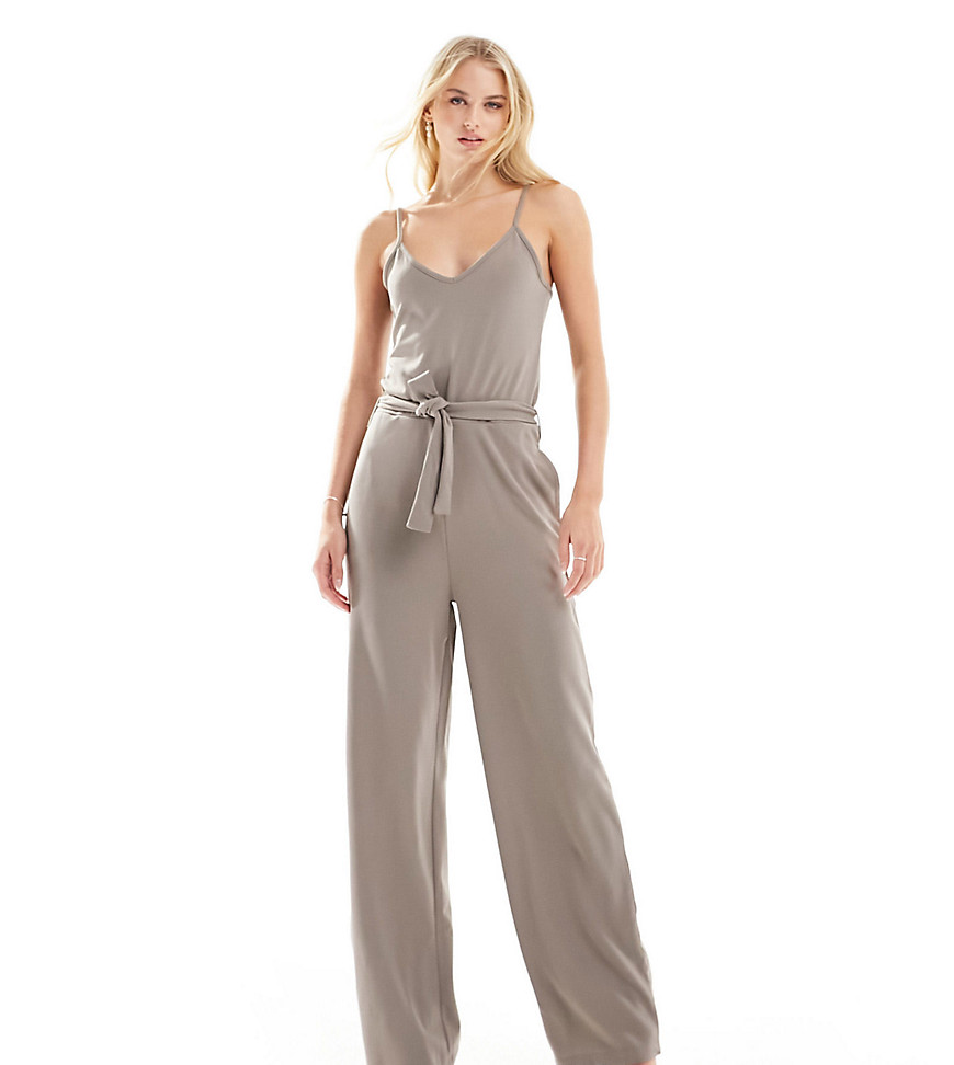 JDY Tall cami jumpsuit in stone-Neutral