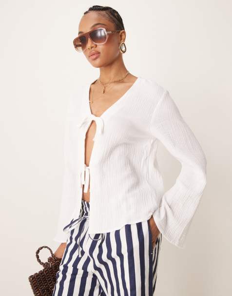 JDY Tall - Camicia bianca allacciata sul davanti in mussola - view 1