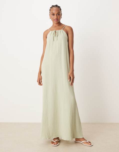 JDY Tall cheesecloth maxi dress in sage green - view 1