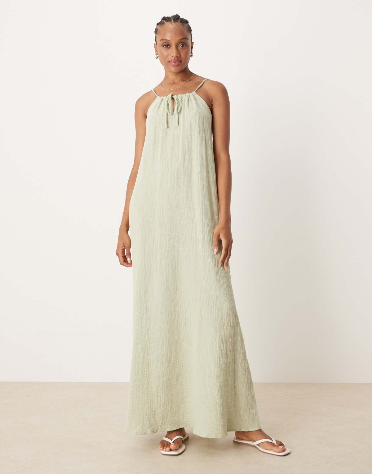 JDY Tall cheesecloth maxi dress in sage green
