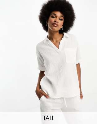 JDY Tall JDY Tall cheesecloth shirt co-ord in white