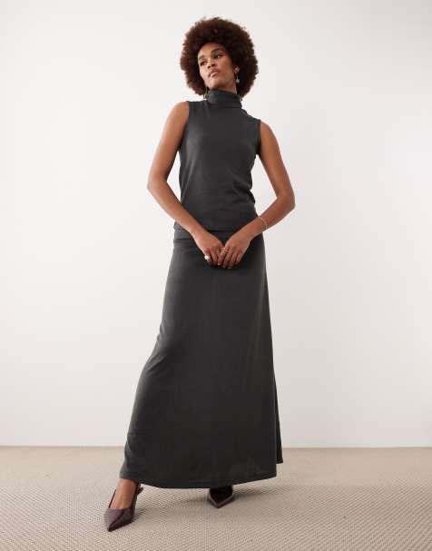 JDY Tall - Coordinato grigio scuro con gonna lunga e top senza maniche - view 1