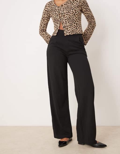 JDY Tall – Czarne eleganckie spodnie z szerokimi nogawkami, 4 z 5