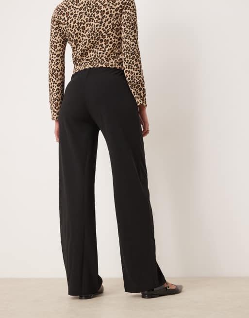 JDY Tall – Czarne eleganckie spodnie z szerokimi nogawkami, 5 z 5