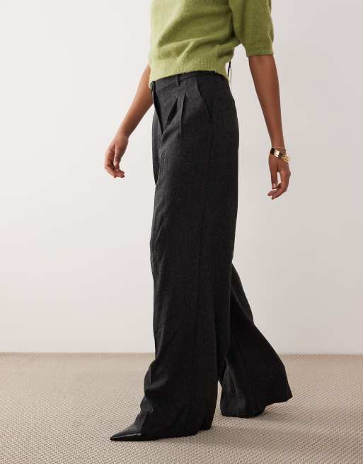 JDY Tall – Elegante, strukturierte Hose in Dunkelgrau mit hohem Bund und weitem Bein, 2 von 5