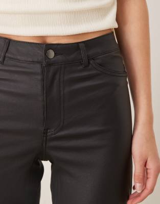 Jdy Tall Faux Leather Wide Leg Pants In Black