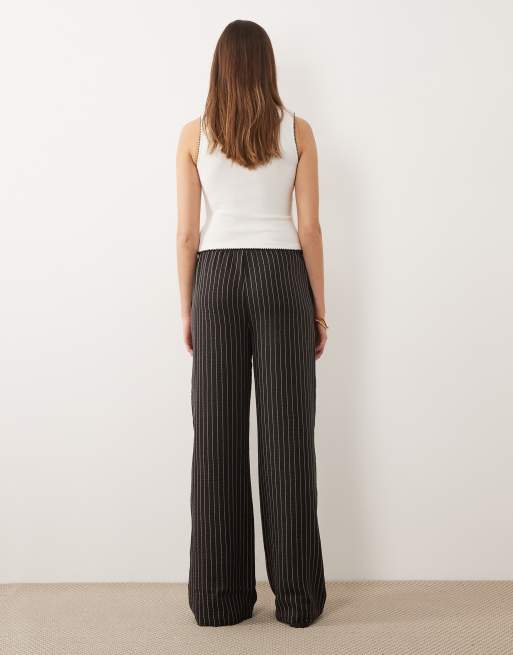 JDY Tall - Gestreepte broek met wijde pijpen in bruin, 5 van 5