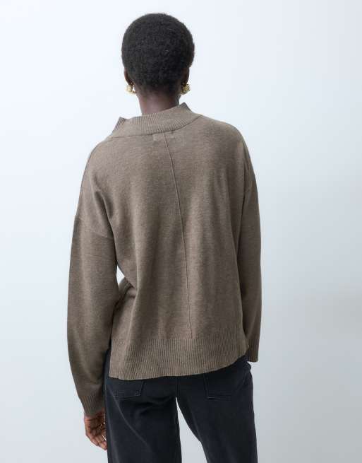 JDY Tall high neck knit sweater set in light brown, 4 of 5