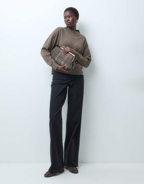 JDY Tall high neck knitted jumper co-ord in light brown - view 1