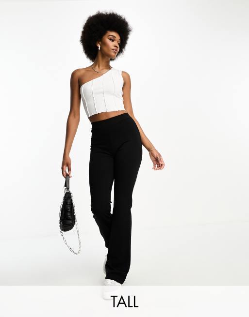 JDY Tall high rise flared pants in black