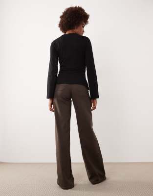 Jdy Tall High Rise Wide Leg Jeans In Brown