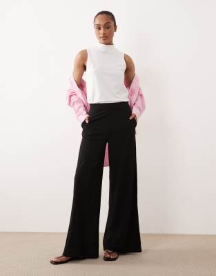 Jdy Tall High Rise Wide Leg Pants In Black