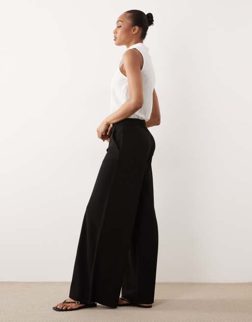 JDY Tall high rise wide leg pants in black, 2 of 5