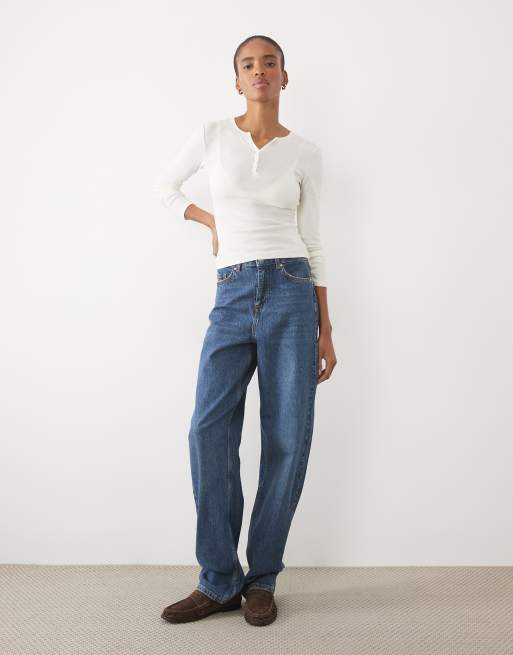 JDY Tall high waist barrel jeans in mid blue, 2 of 5