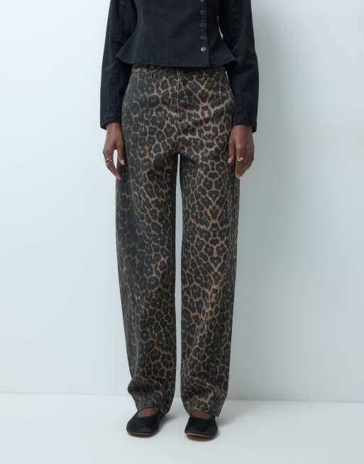 JDY Tall high waist barrel trousers in animal print, 2 of 5