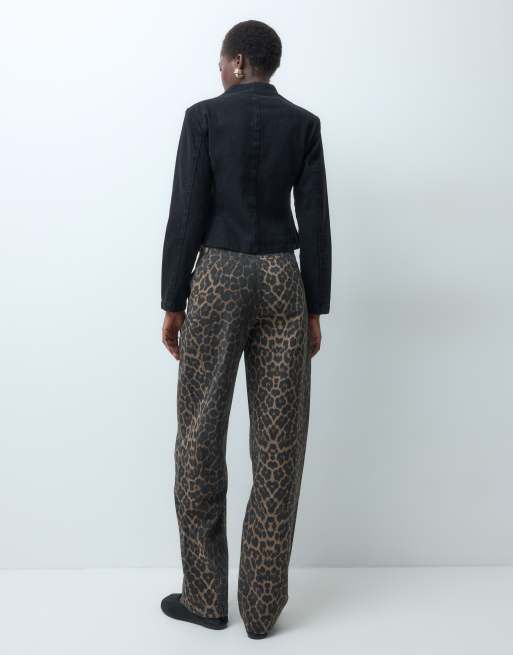 JDY Tall high waist barrel trousers in animal print, 5 of 5