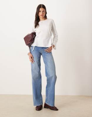 JDY Tall JDY Tall high waist wide leg jean in medium blue denim