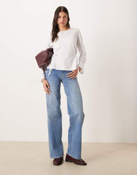 JDY Tall high waist wide leg jean in medium blue denim - view 1