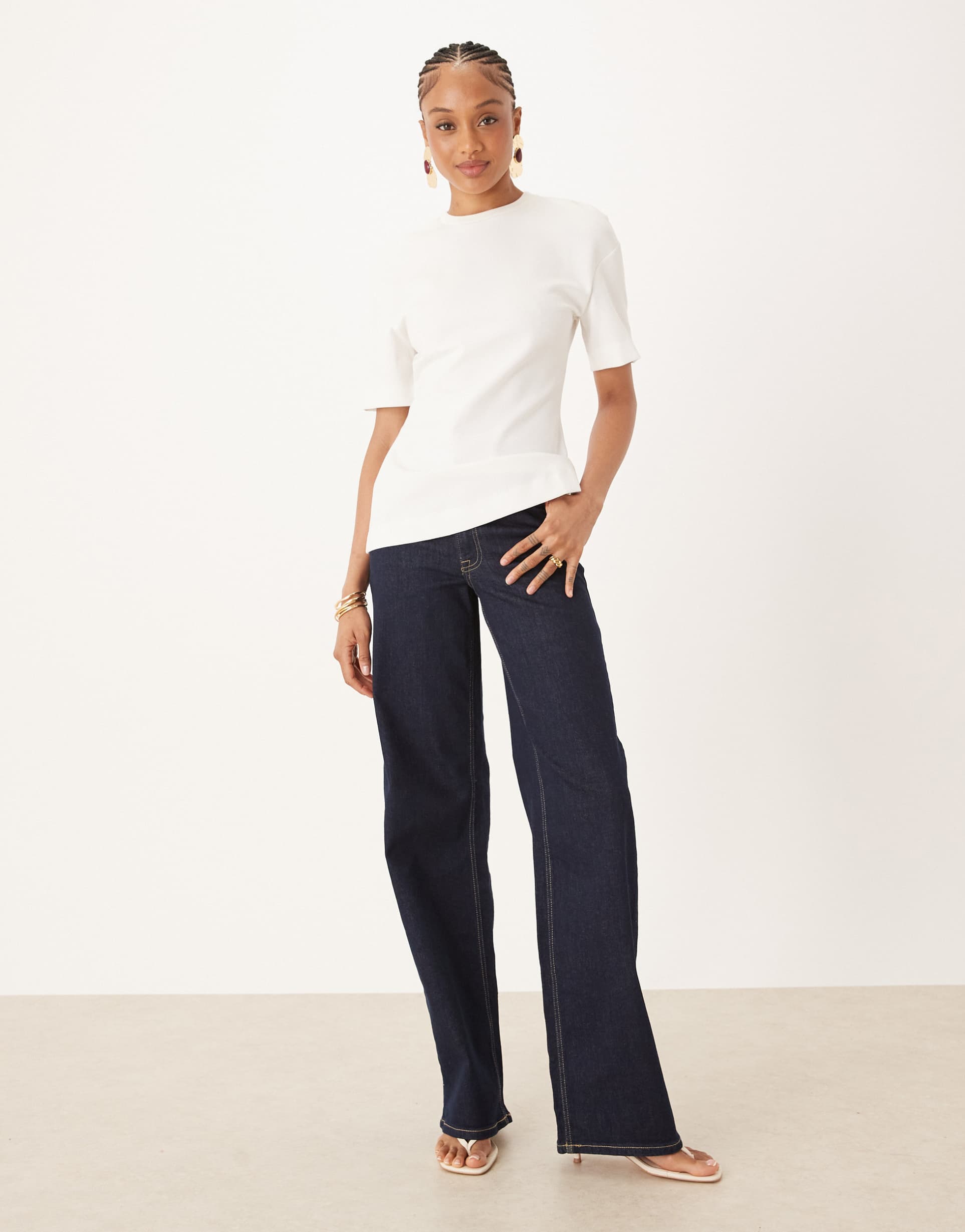 jdy tall high waist wide leg jeans in rinse blue denim