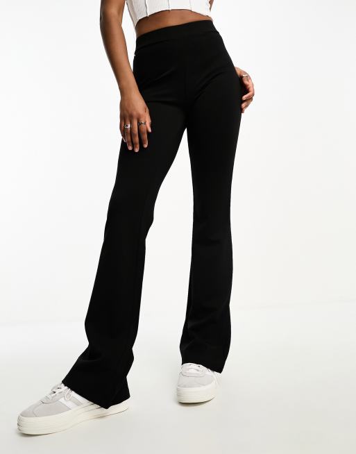 JDY Tall high waisted flared trousers in black ASOS