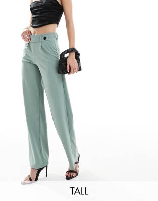 Jdy Tall High Waisted Wide Fit Tailored Pants In Mint-green