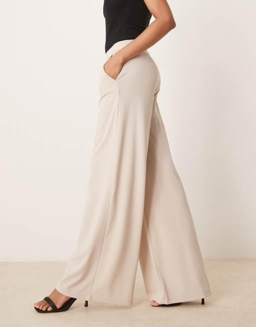JDY Tall high waisted wide leg pants in beige | ASOS