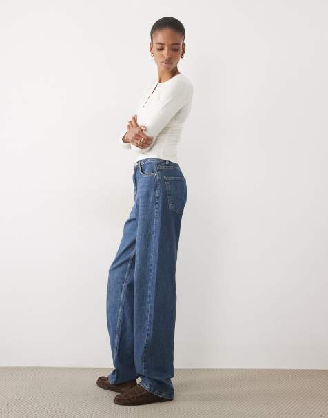 JDY Tall jeans barrel slim a vita alta in blu medio - view 1