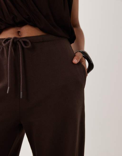 JDY Tall - Joggers a fondo ampio marrone cioccolato, 5 di 5