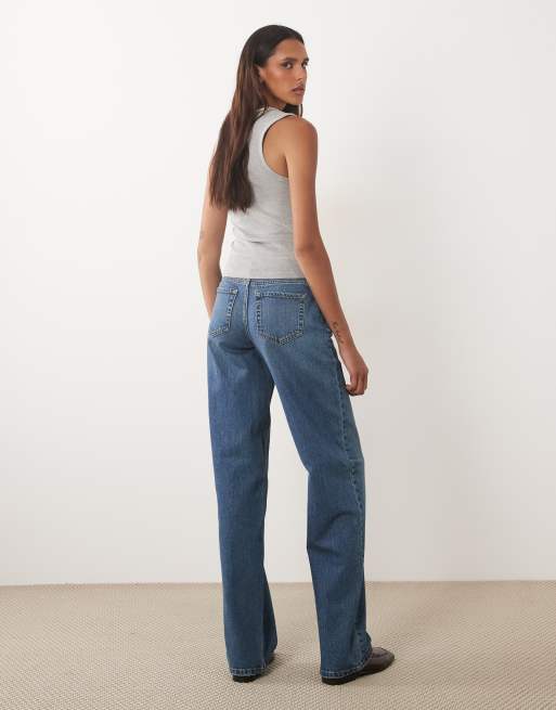 JDY Tall Katie lavtaljede jeans med brede ben i mellemblå, 3 af 5