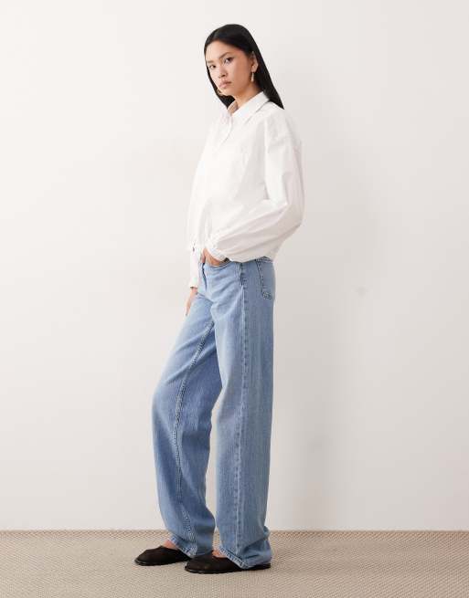 JDY Tall Katie low waist straight leg jeans in light blue, 3 of 5