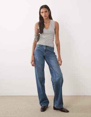 Jdy Tall Katie Low Waist Wide Leg Jeans In Blue
