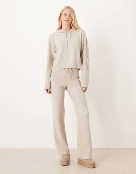 JDY Tall knit hoodie & pants set in cream - view 1