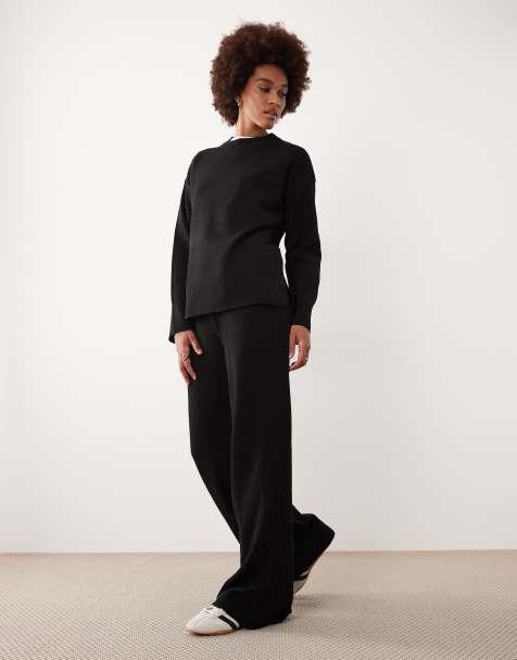 JDY Tall knit sweater & pants set in black - view 1