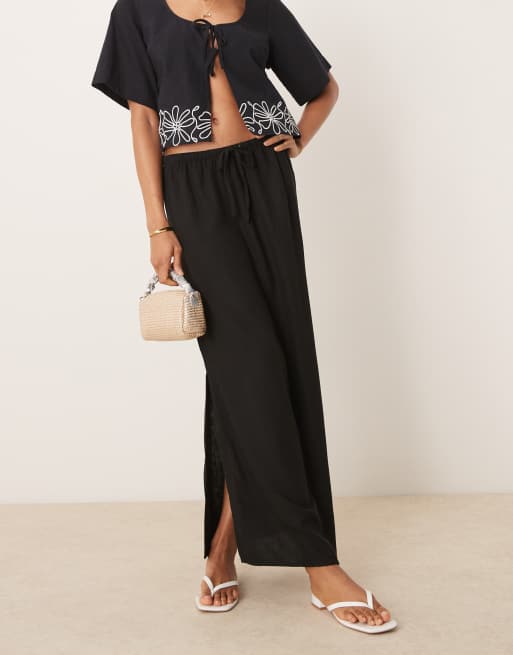JDY Tall linen blend maxi skirt in black, 4 of 5