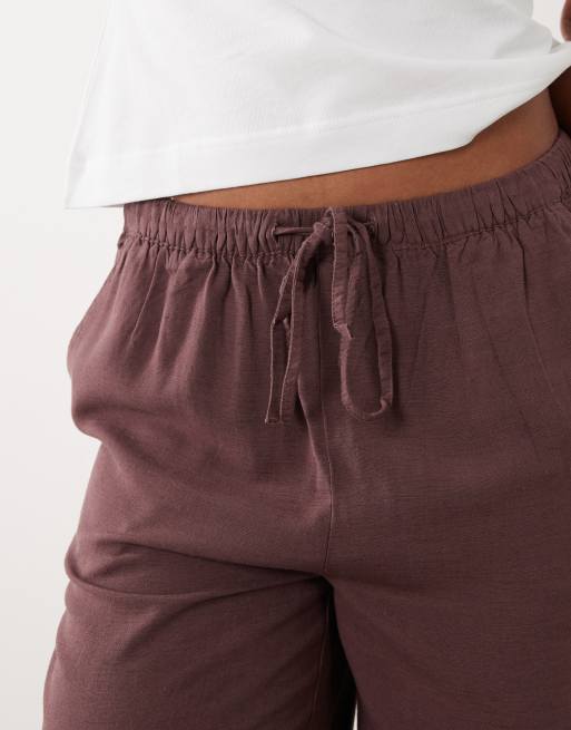 JDY Tall linen mix trousers in burgundy, 5 of 5