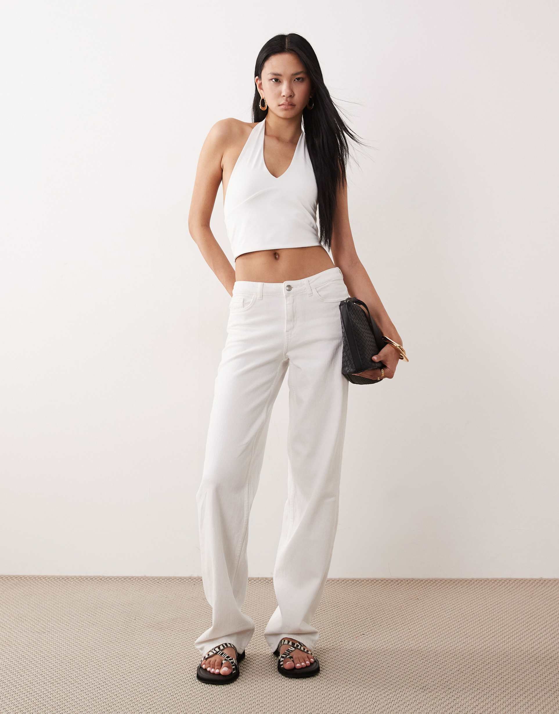 jdy tall low waist straight leg jeans in white