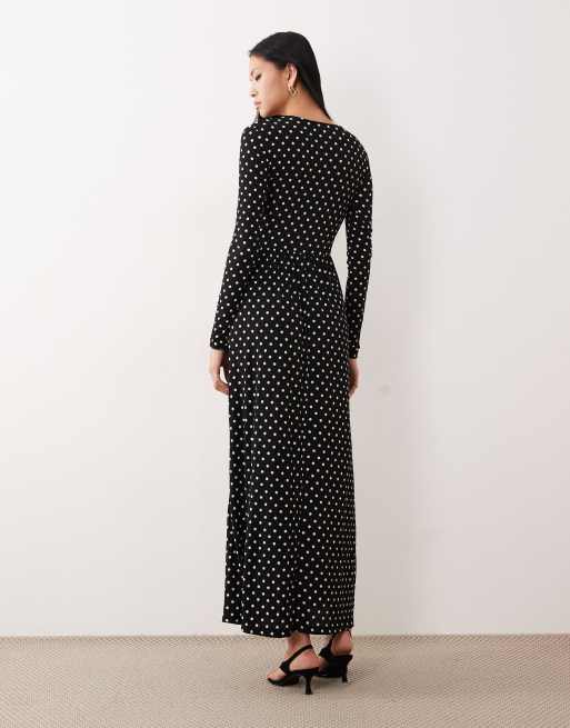 JDY Tall maxi dress in black polka dots, 3 of 4
