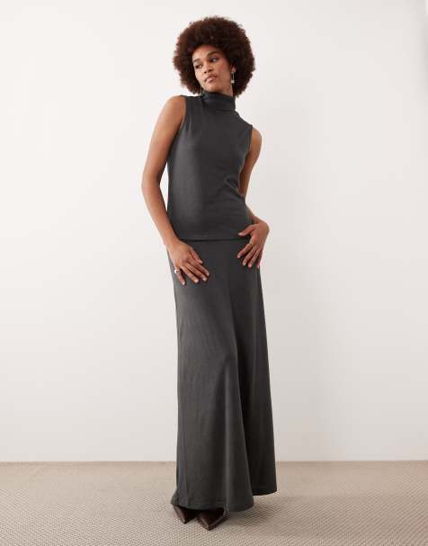 JDY Tall - Maxi rok in donkergrijs, deel van co-ord set - view 1