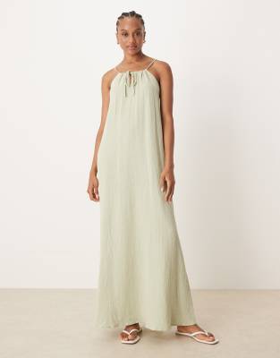JDY Tall - Maxikleid aus Musselin in Salbeigrün