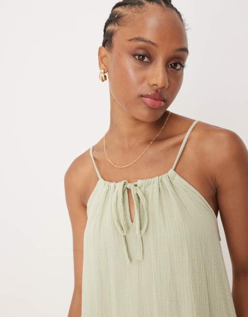 JDY Tall – Maxikleid aus Musselin in Salbeigrün, 3 von 4