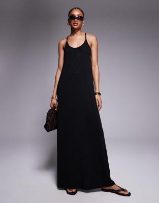JDY Tall - Maxikleid in Schwarz mit Bindedetail am Rücken