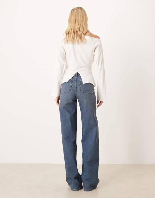 JDY Tall Moon high waist wide leg jeans in dark blue, 2 of 5
