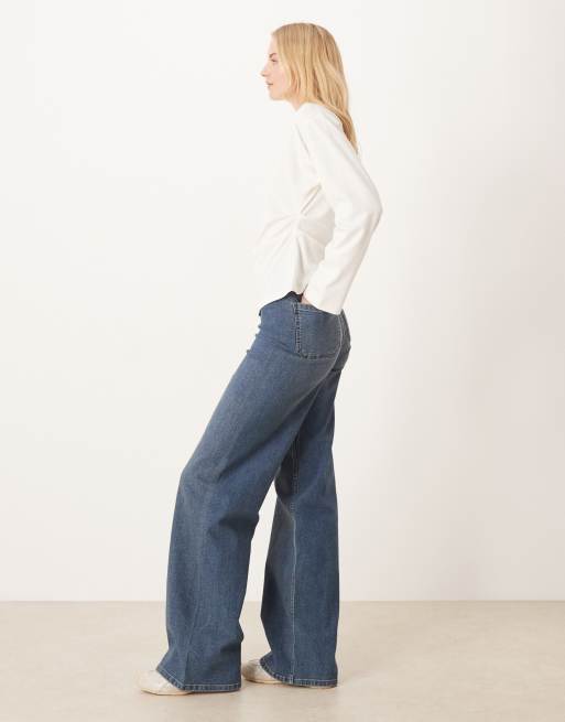JDY Tall Moon high waist wide leg jeans in dark blue, 3 of 5