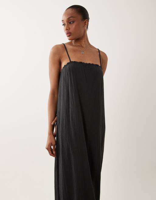 JDY Tall mouwloze maxi-jurk van cheesecloth in antracietgrijs, 3 van 4