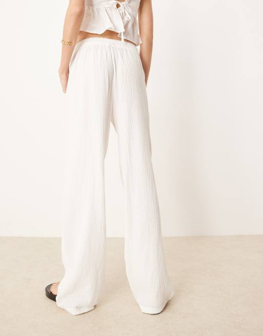 JDY Tall – Musselin-Hose in Wollweiß mit weitem Bein, 4 von 5