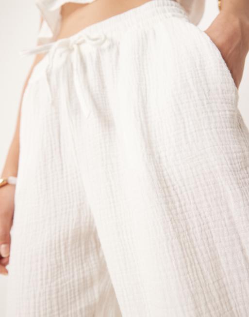 JDY Tall – Musselin-Hose in Wollweiß mit weitem Bein, 5 von 5