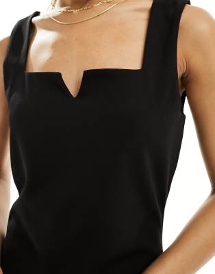 Jdy Tall Notch Front Tunic Mini Dress In Black
