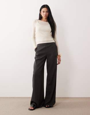 Pantalon à enfiler ample avec fines rayures - Anthracite-Gris XL L36