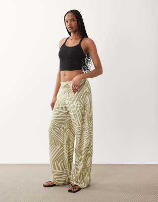 Pantalon à enfiler avec imprimé abstrait - Sauge-Vert XSL36